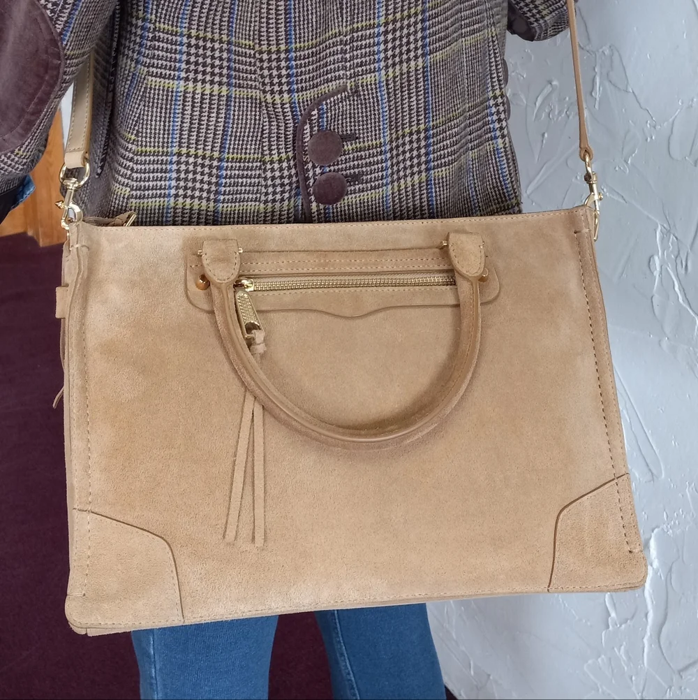 Rebecca Minkoff Suede Regan Satchel, Camel Retail $328